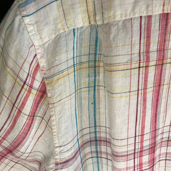 Tommy Bahama Summerland Plaid 100% Linen Button-Down Shirt Size Large‎ Vacation - Picture 4 of 8